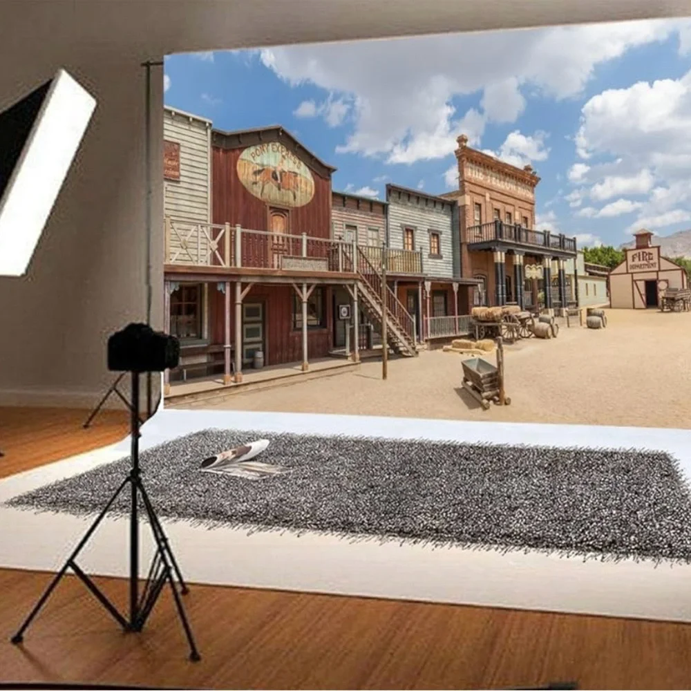Western Town Building Set vinyl background Desert Landscape size 12x10 ft